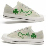 LTS-U-Ctry-SH-Irsh-220124VY10 @ Irish Sharmrock Heartbea-Irish Clover Heartbeat Low Top Shoes