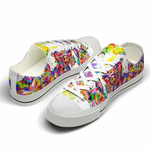LTS-U-Ani-OP-Pig-220124VY10 @ Pig Oil Paintin-Pig Colorful Oil Painting Low Top Shoes