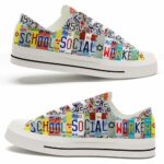 LTS-U-Job-LP-Sswk-220124NA10 @ School Social Worker License Plat-School Social Worker License Plate Low Top Shoes