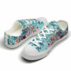 LTS-U-Dog-RTFB-PBul-220124NA10 @ Pitbull Retro Teal Flower Backgroun-Pit Bull Teal Flowers Candy Low Top Shoes