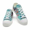 LTS-U-Dog-RTFB-PBul-220124NA10 @ Pitbull Retro Teal Flower Backgroun-Pit Bull Teal Flowers Candy Low Top Shoes