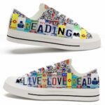 LTS-U-Hobb-LLR-Book-220124NA10 @ Reading Live Love Rea-Book Live Love Read License Plate Low Top Shoes