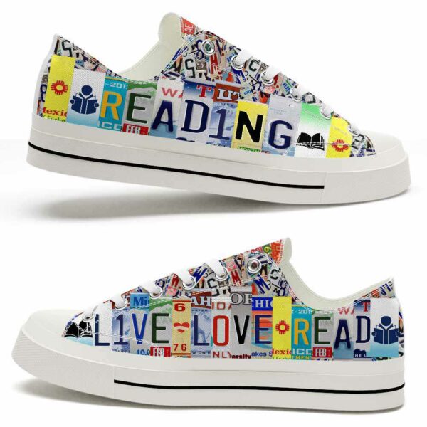 LTS-U-Hobb-LLR-Book-220124NA10 @ Reading Live Love Rea-Book Live Love Read License Plate Low Top Shoes