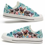 LTS-U-Dog-BF-Schzer-220124VY10 @ Schnauzer Blue Flower-Schnauzer Flowers Blue Low Top Shoes