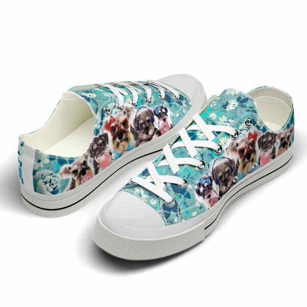 LTS-U-Dog-BF-Schzer-220124VY10 @ Schnauzer Blue Flower-Schnauzer Flowers Blue Low Top Shoes