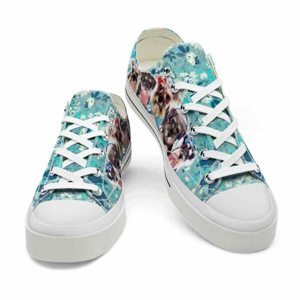 LTS-U-Dog-BF-Schzer-220124VY10 @ Schnauzer Blue Flower-Schnauzer Flowers Blue Low Top Shoes