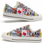 LTS-U-Stt-LLP-Txs-220124NA10 @ Texas Lady License Plat-Texas Proud Texan License Plate Low Top Shoes