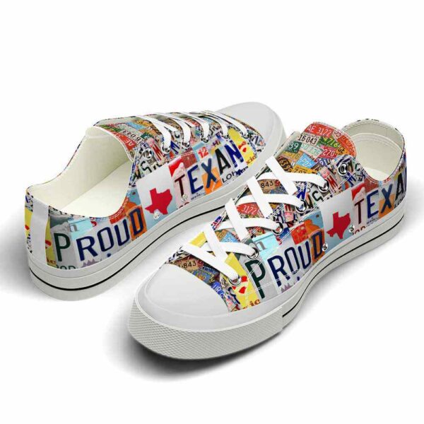 LTS-U-Stt-LLP-Txs-220124NA10 @ Texas Lady License Plat-Texas Proud Texan License Plate Low Top Shoes