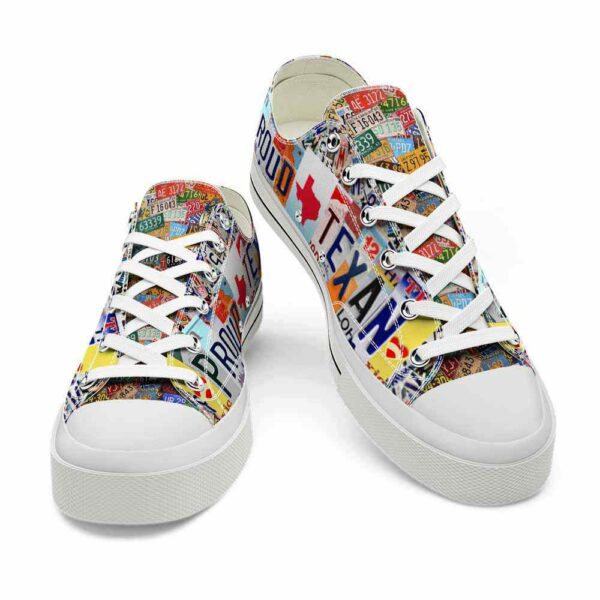 LTS-U-Stt-LLP-Txs-220124NA10 @ Texas Lady License Plat-Texas Proud Texan License Plate Low Top Shoes