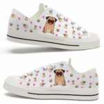 LTS-U-Dog-PHP-Pug-220124NA10 @ Pug Pink Heart Patter-Pug Hearts Pink Pattern Low Top Shoes