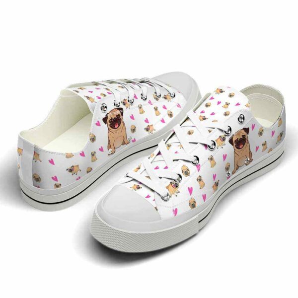 LTS-U-Dog-PHP-Pug-220124NA10 @ Pug Pink Heart Patter-Pug Hearts Pink Pattern Low Top Shoes
