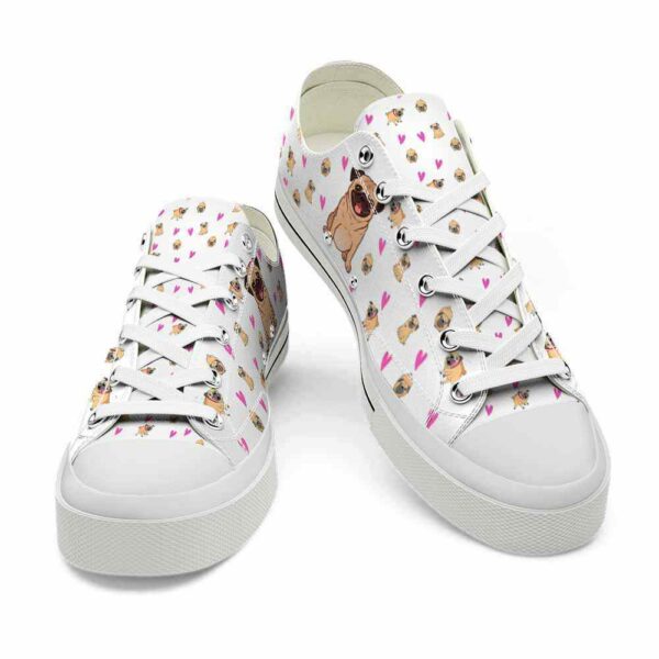 LTS-U-Dog-PHP-Pug-220124NA10 @ Pug Pink Heart Patter-Pug Hearts Pink Pattern Low Top Shoes