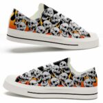 LTS-U-Hobb-YF-Skl-220124NA10 @ Skull YL Fir-Skull Black Yellow Fire Low Top Shoes