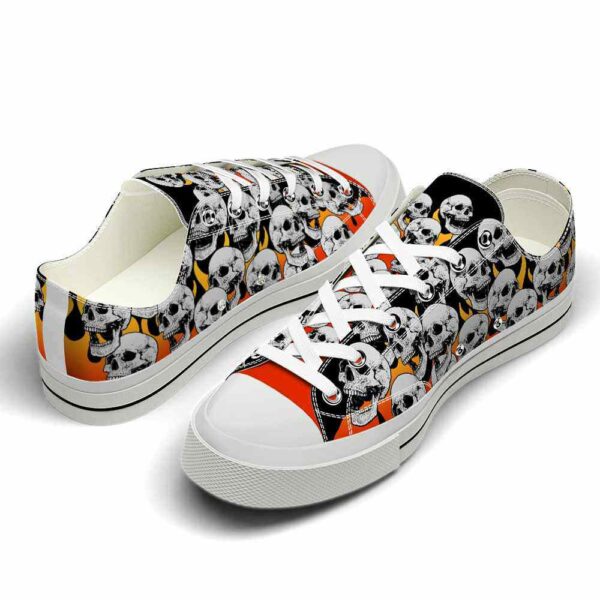 LTS-U-Hobb-YF-Skl-220124NA10 @ Skull YL Fir-Skull Black Yellow Fire Low Top Shoes