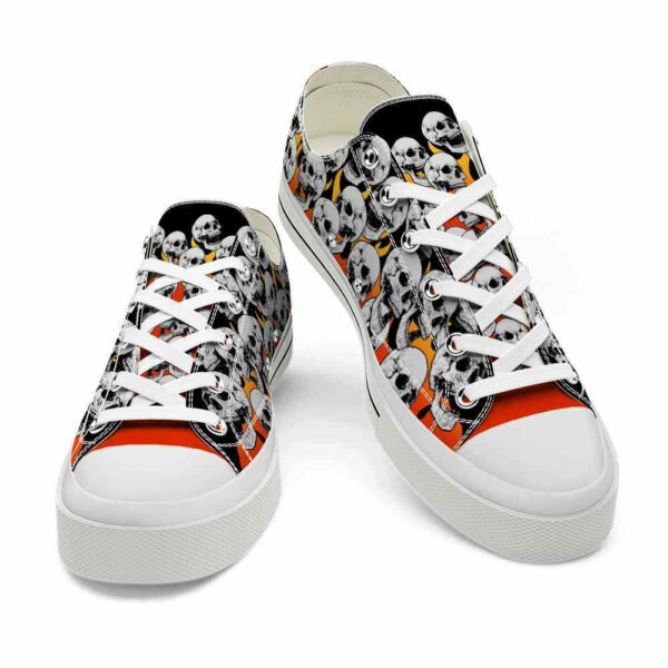 LTS-U-Hobb-YF-Skl-220124NA10 @ Skull YL Fir-Skull Black Yellow Fire Low Top Shoes