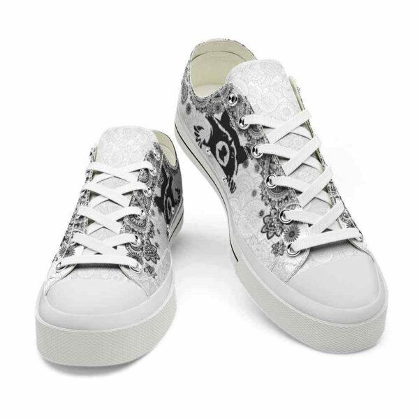 LTS-U-Ani-MBW-Rcon-220124VY10 @ Raccoon Mandala Black Whit-Raccoon Black White Mandala Low Top Shoes