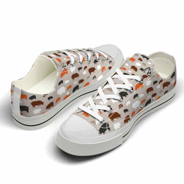 LTS-U-Ani-AP-Pig-220124VY10 @ Pig Animal Patter-Pig Retro Pattern Low Top Shoes