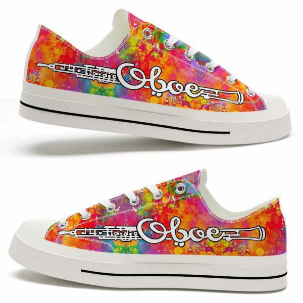 LTS-U-Hobb-TW-Oboe-220124VY10 @ Oboe Typo Watercolo-Oboe Typography Watercolor Low Top Shoes