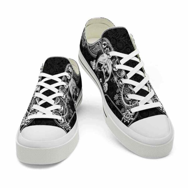 LTS-U-Dog-PBW-Pug-220124VY10 @ Pug Paisley Black Whit-Pug Paisley Black White Low Top Shoes