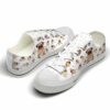 LTS-U-Dog-FP-Pug-220124NA10 @ Pug Floral Patter-Pug Cute Hearts Flowers Pattern Low Top Shoes