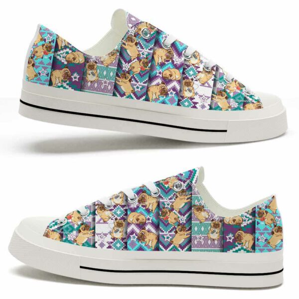LTS-U-Dog-SLP-Pug-220124VY10 @ Pug Star Line Patter-Pug Star Lines Pattern Low Top Shoes