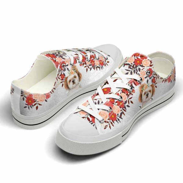 LTS-U-Dog-PF-Stzu-220124NA10 @ Shih Tzu Pastel Flowe-Shih Tzu Pastel Flowers Low Top Shoes