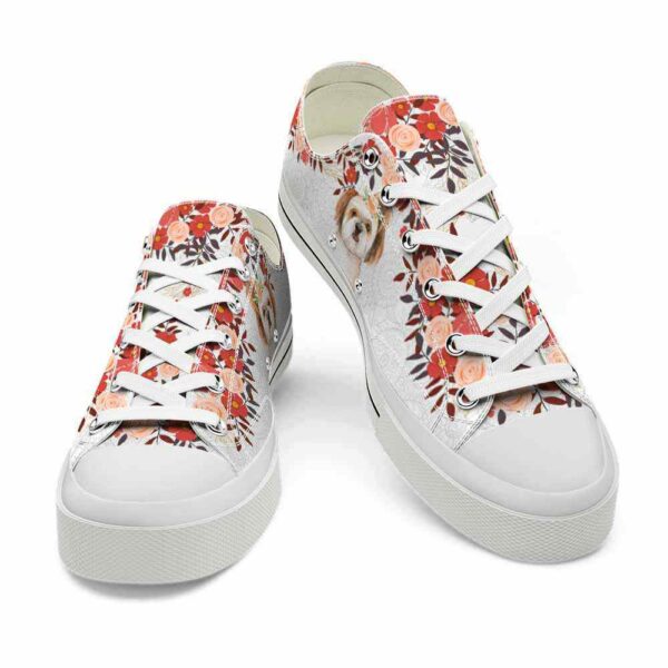 LTS-U-Dog-PF-Stzu-220124NA10 @ Shih Tzu Pastel Flowe-Shih Tzu Pastel Flowers Low Top Shoes