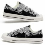 LTS-U-Ani-BWM-Sark-220124VY10 @ Shark Black White Mandal-Shark Black White Mandala Low Top Shoes