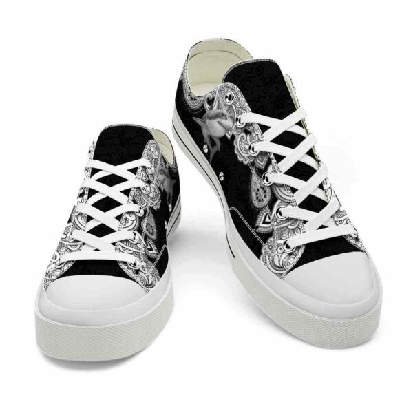 LTS-U-Ani-BWM-Sark-220124VY10 @ Shark Black White Mandal-Shark Black White Mandala Low Top Shoes