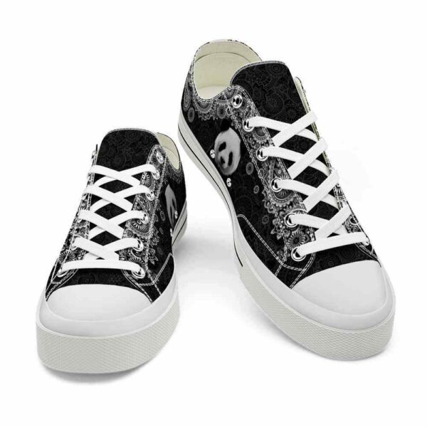 LTS-U-Ani-BAWM-Pnda-220124NA10 @ Panda Black And White Mandal-Panda Black White Mandala Low Top Shoes