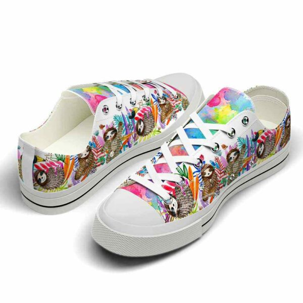 LTS-U-Ani-CAC-Slth-220124VY10 @ Sloth Cute Animal Colo-Sloth Colorful Rainbow Low Top Shoes
