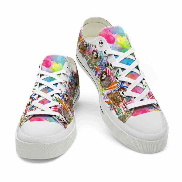 LTS-U-Ani-CAC-Slth-220124VY10 @ Sloth Cute Animal Colo-Sloth Colorful Rainbow Low Top Shoes