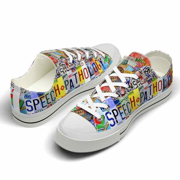 LTS-U-Nur-LP-SpThe-220124NA10 @ Speech Pathology License Plat-Speech Therapist Speech Pathology License Plate Low Top Shoes