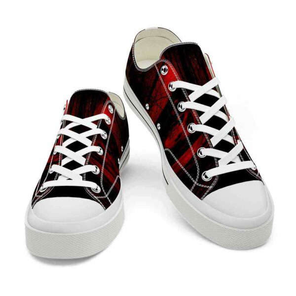 LTS-U-Hobb-RW-Skl-220124NA10 @ Skull Red Woo-Skull Red Dark Wood Low Top Shoes