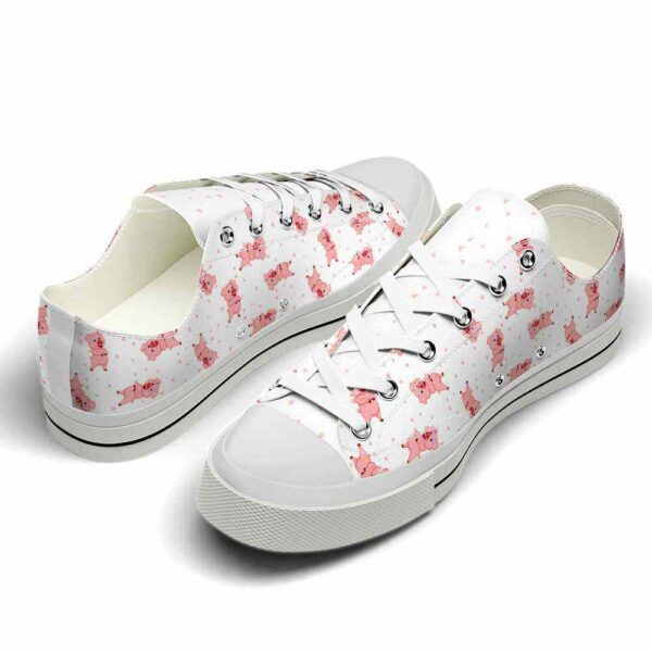 LTS-U-Ani-PC-Pig-220124VY11 @ Pig Pattern Cut-Pig Pink Hearts Pattern Low Top Shoes