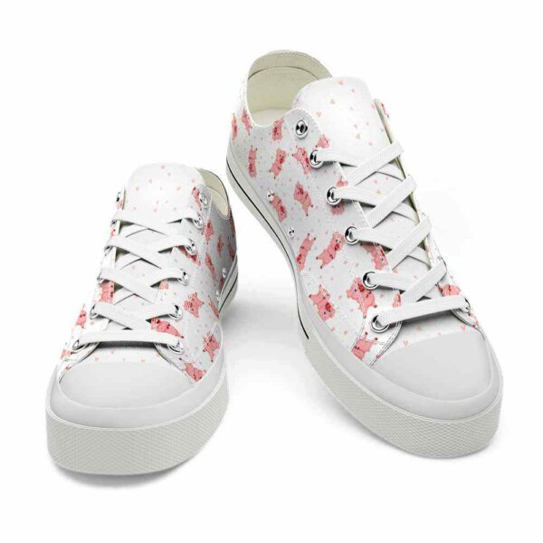 LTS-U-Ani-PC-Pig-220124VY11 @ Pig Pattern Cut-Pig Pink Hearts Pattern Low Top Shoes