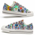 LTS-U-Job-LLSL-T12-220124NA10 @ School Nurse Live Love Save Live-School Nurse Live Love Save Lives License Plate Low Top Shoes