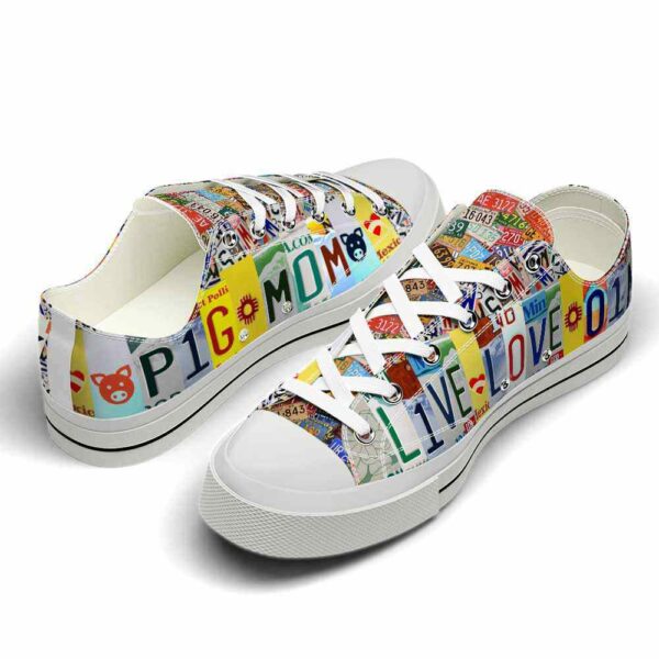 LTS-U-Ani-MLP-Pig-220124NA10 @ Pig Mom License Plat-Pig Live Love Oink License Plate Low Top Shoes