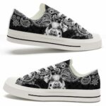 LTS-U-Ani-PBW-Pig-220124VY10 @ Pig Paisley Black Whit-Pig Paisley Black White Low Top Shoes