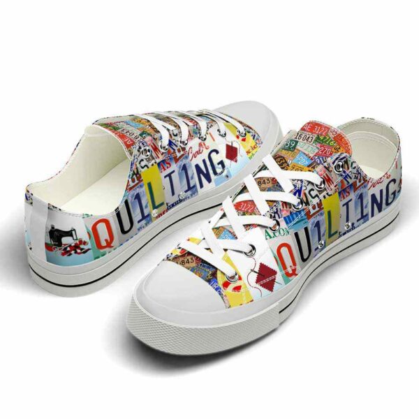 LTS-U-Hobb-LP-Quil-220124NA10 @ Quilting License Plat-Quilting License Plate Low Top Shoes