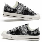 LTS-U-Dog-PBW-PBul-220124VY10 @ Pitbull Paisley Black Whit-Pit Bull Paisley Black White Low Top Shoes