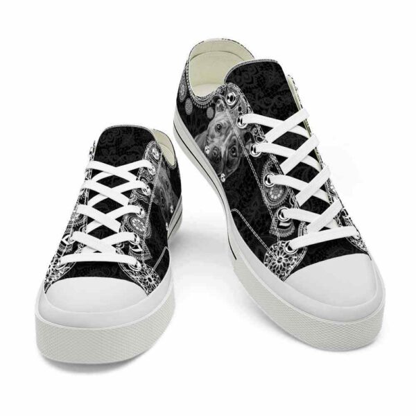 LTS-U-Dog-PBW-PBul-220124VY10 @ Pitbull Paisley Black Whit-Pit Bull Paisley Black White Low Top Shoes