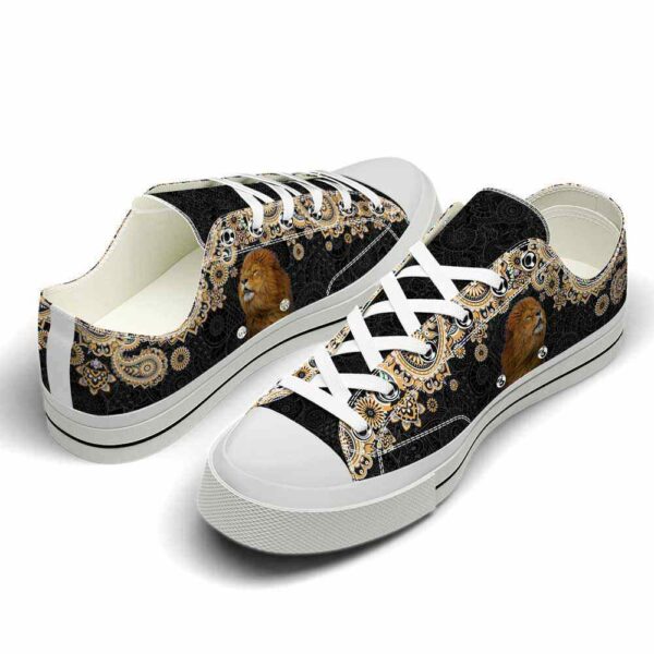 LTS-U-Ani-LM-Lion-220124NA10 @ Lion Mandal-Lion Gold Mandala Low Top Shoes