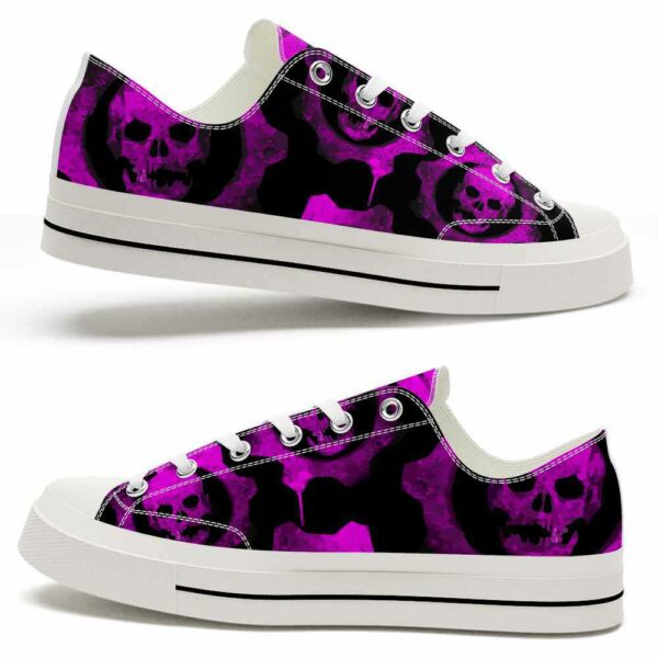 LTS-U-Hobb-PW-Skl-220124VY10 @ Skull Purple Watercolo-Skull Purple Watercolor Low Top Shoes