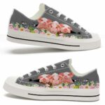 LTS-U-Ani-ZB-Pig-220124VY10 @ Pig Zip Blac-Pig Zipper Flower Grey Low Top Shoes