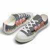 LTS-U-Ani-ZB-Pig-220124VY10 @ Pig Zip Blac-Pig Zipper Flower Grey Low Top Shoes