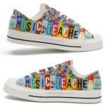 LTS-U-Job-LP-Mtcer-220124NA10 @ Music Teacher License Plat-Music Teacher Colorful License Plate Low Top Shoes
