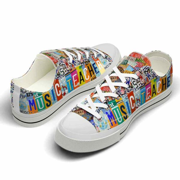 LTS-U-Job-LP-Mtcer-220124NA10 @ Music Teacher License Plat-Music Teacher Colorful License Plate Low Top Shoes