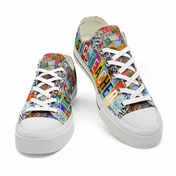 LTS-U-Job-LP-Mtcer-220124NA10 @ Music Teacher License Plat-Music Teacher Colorful License Plate Low Top Shoes