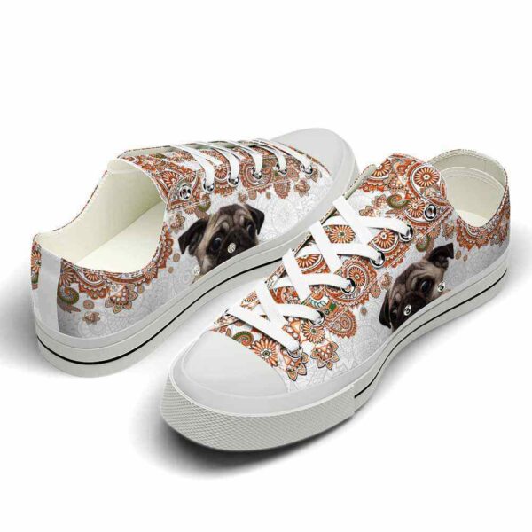 LTS-U-Dog-MO-Pug-220124NA10 @ Pug Mandala Orang-Pug Orange Mandala Low Top Shoes